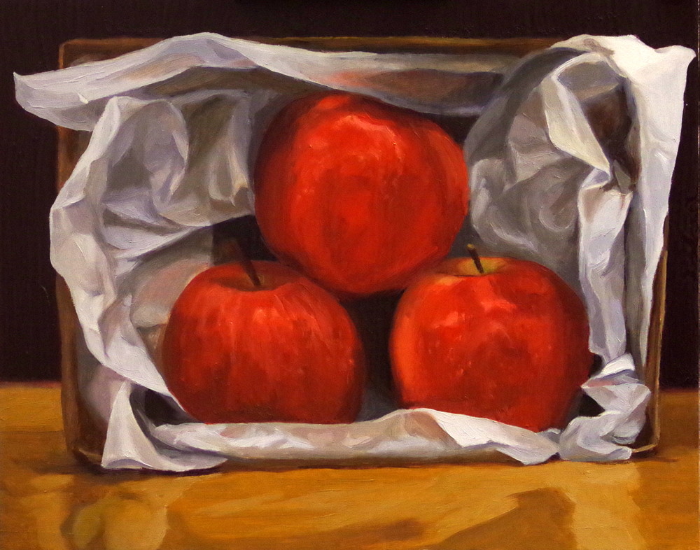 Apples In A Cardboard Box Art | Helen Vaughn Fine Art