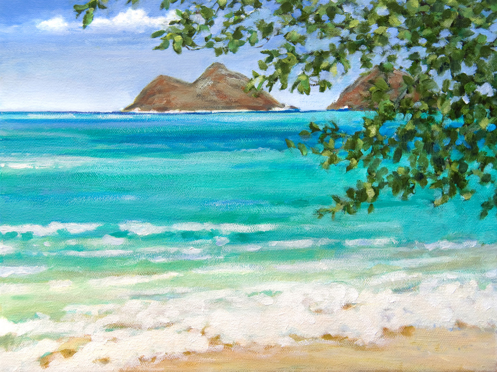Twin Islands Lanikai Kailua Oahu Hawaii Oil Painting Carol Collette