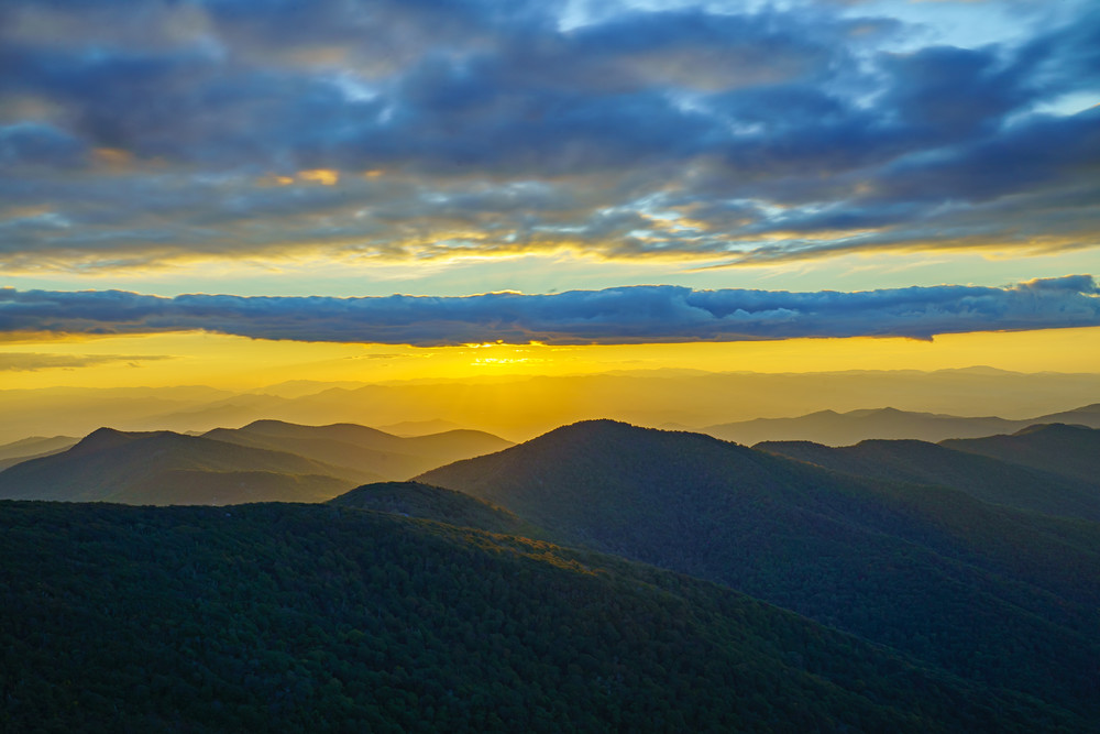 Craggy Mountain, North Carolina Golden Sunset Fine Art Print by McClean Photography