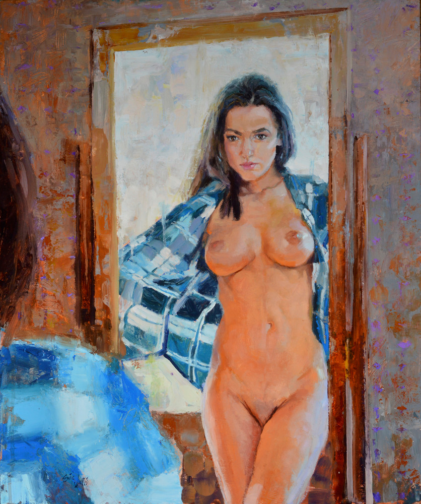 Print of an original nude painting by Eric Wallis titled, “Reflection.”