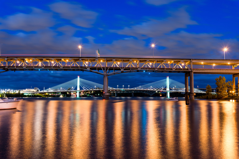 'bridges'    Marquam Bridge And Tilikum Crossing Photography Art | brubakerfineartphotography