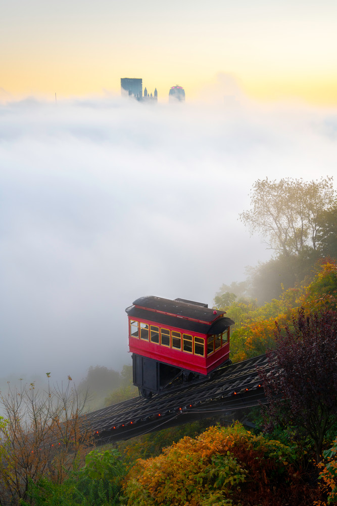 Shrouded Sunrise Pittsburgh Incline Fog Landscape