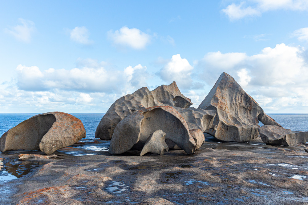 Surreal eroded rocks on the shore, Australia