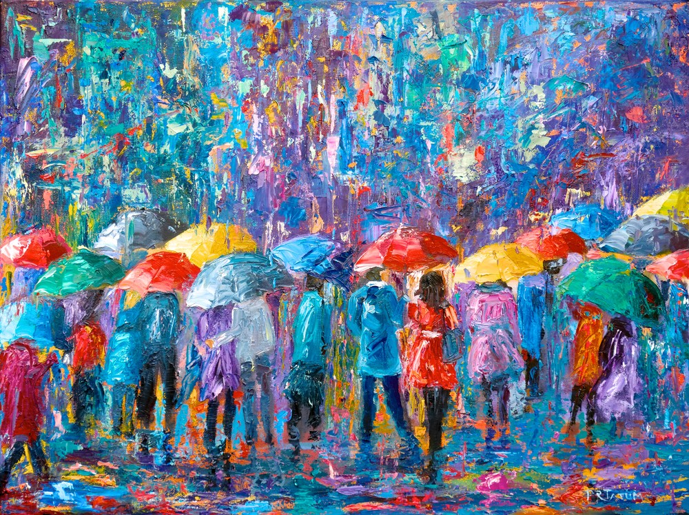 Lovers Walk In City Rain V  Art | Pamela Ramey Tatum Fine Art