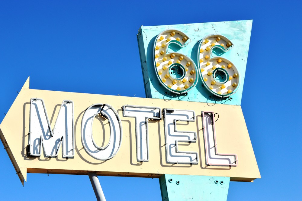 Route 66 Motel Neon And Bulbs Sign Needles Ca Photography Art | California to Chicago 