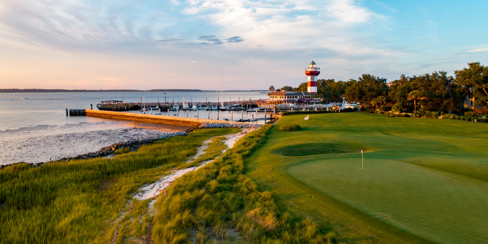Harbour Town 18th Hole and Lighthouse at Sunset