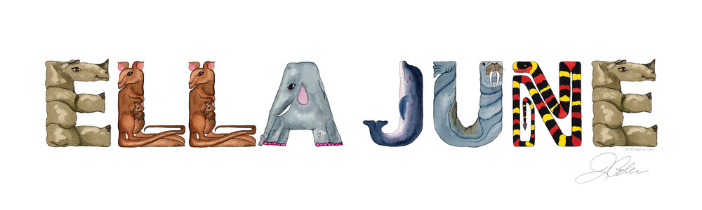 Ella June "A To Zoo" Custom Name Art Art | Jeanine Colini Design Art
