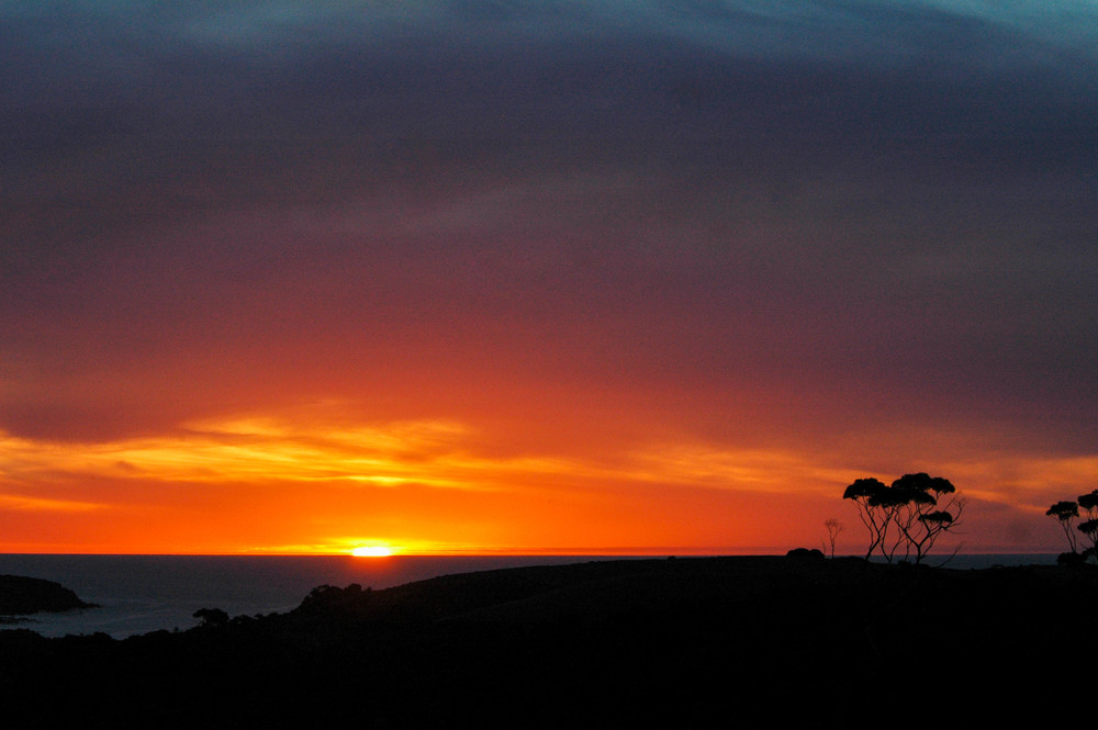 Amazing sunset over the water and Kangaroo Island, Australia