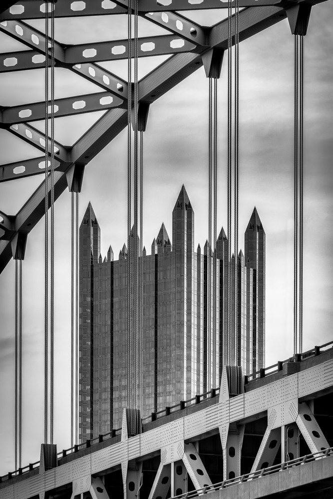 Geometry Ppg Pitsburgh Skyline Bridge Bw Photography Art | JP Diroll Photography