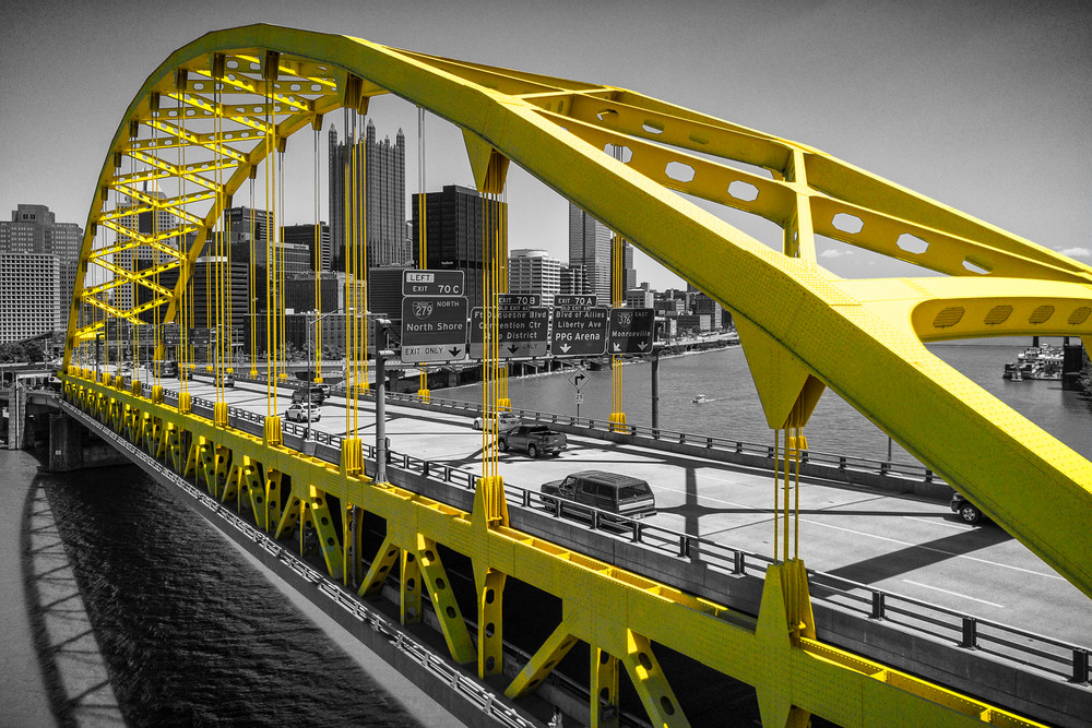 Gold Rush Fort Pitt Bridge Black and Gold Pittsburgh