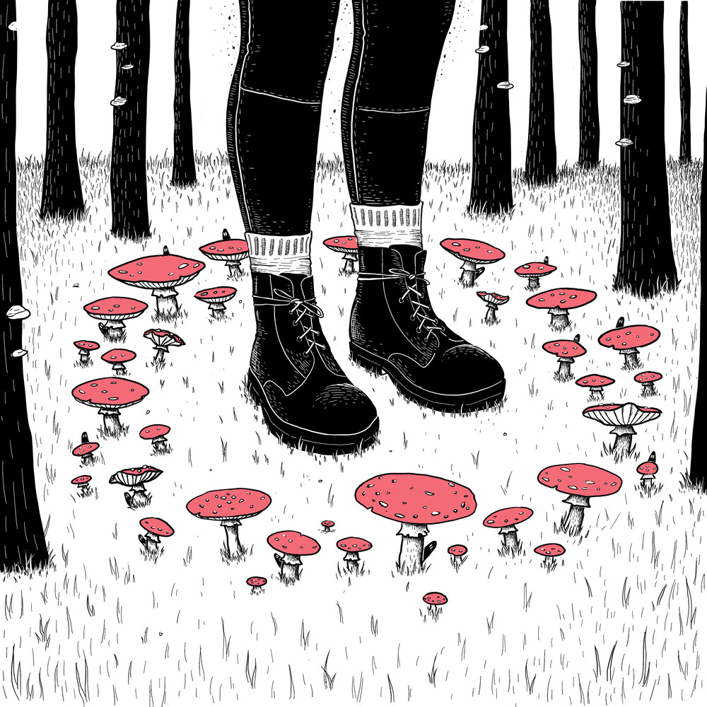 Through the Fairy Ring Amanita Muscaria Fly Agaric Mushroom Art Print
