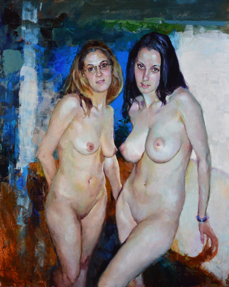 Print of a painting by Eric Wallis titled, “Sisters.”