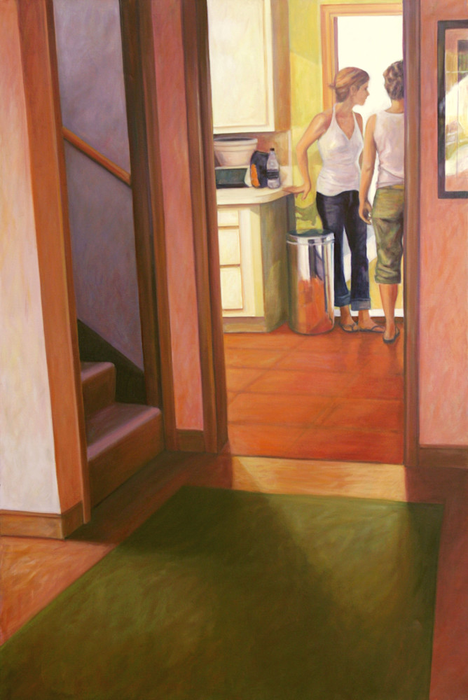 Two Young Women By The Patio Door Art | Lidfors Art Studio
