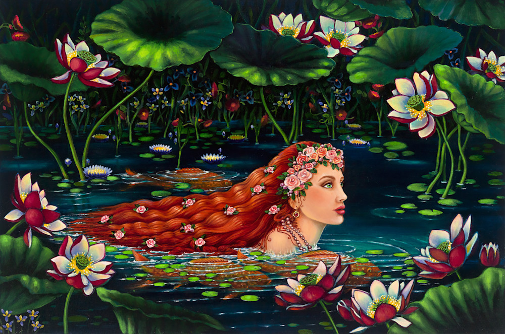 Lady of the Lotus Home Decor Print by Mia Pratt