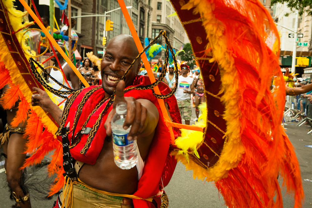 A Caribbean performer in the 2011 Pride Parade on New York's Fifth Avenue.