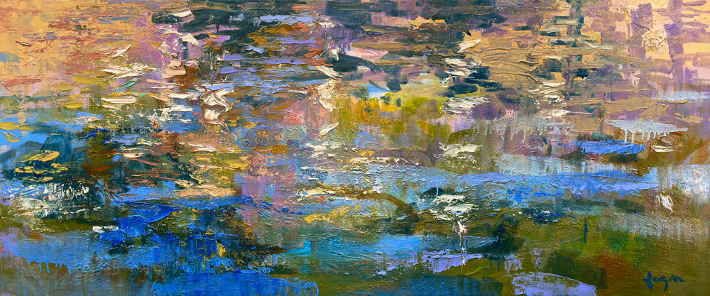 Oversize Water Reflections Painting, Canvas Print by Dorothy Fagan