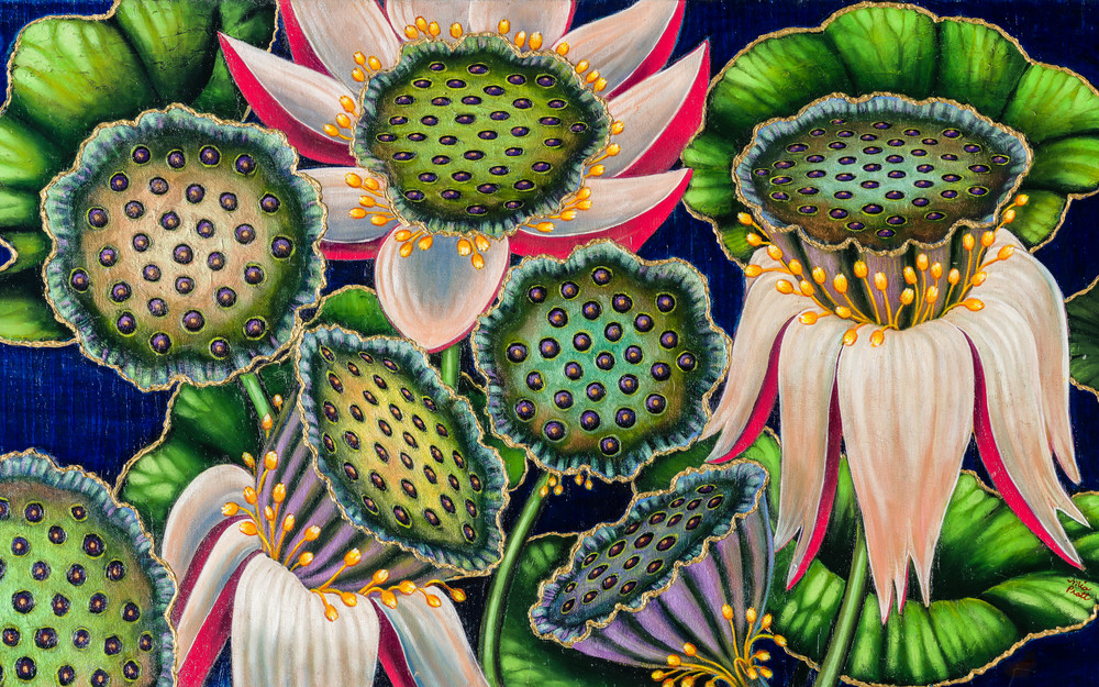 Dancing Lotus Blossoms Fine Art Print by Mia Pratt