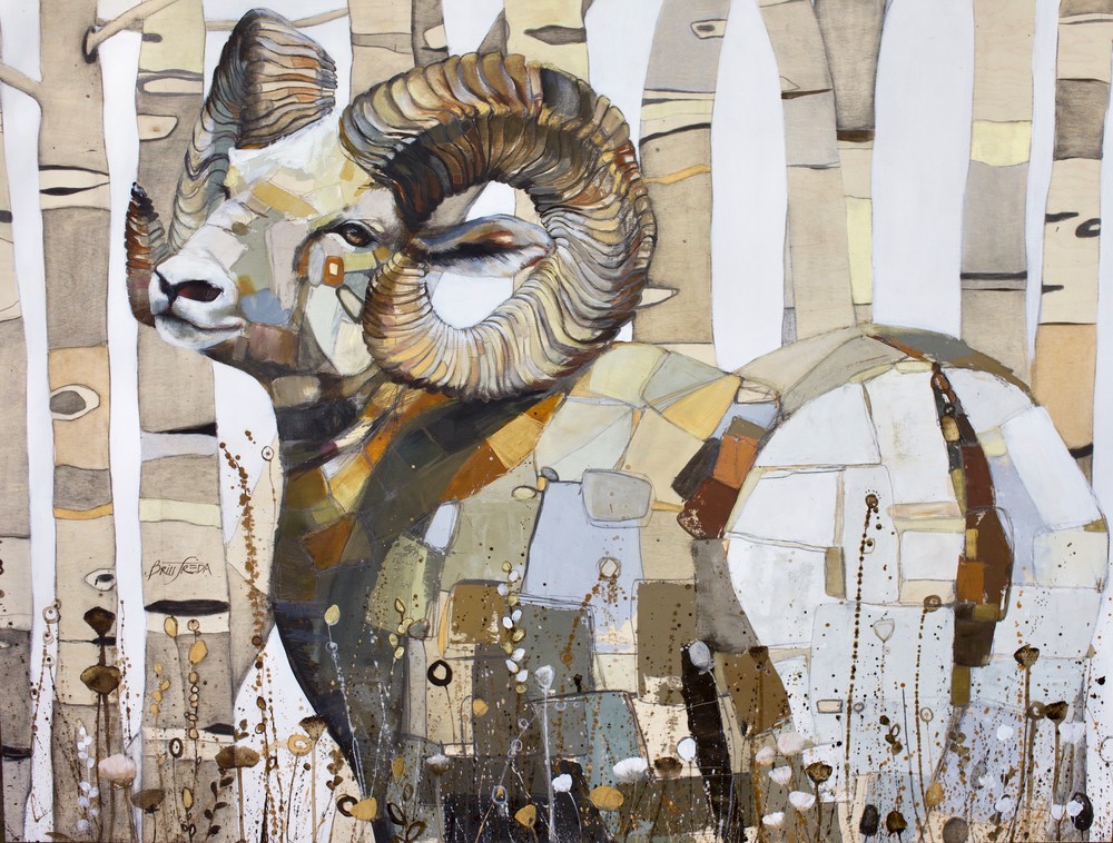 The Honorable Ovis Canadensis, Bighorn Sheep, Ambassador of The Heart
2019
acrylic and graphite on birch panel
48” x 36”
$6000