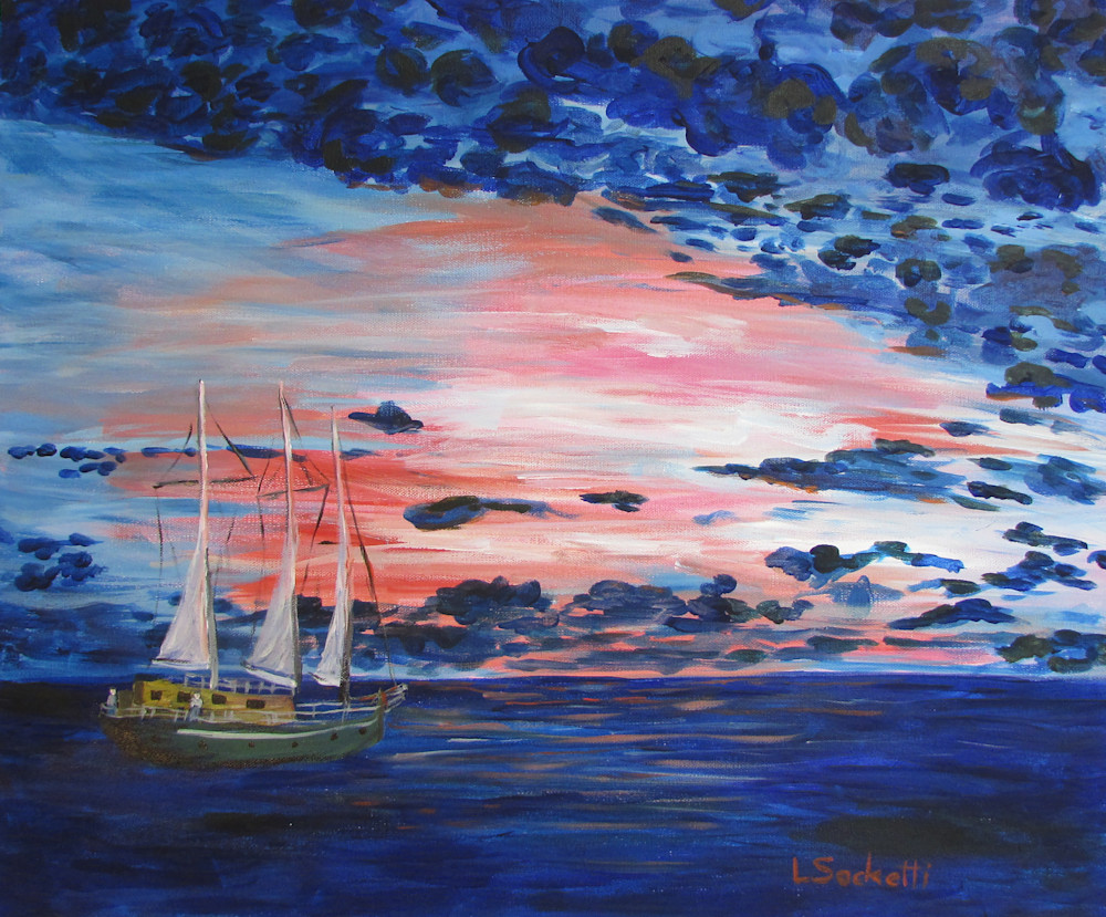 Sailor's delight, sunset on the Caribbean fine art prints and merchandise | Linda Sacketti