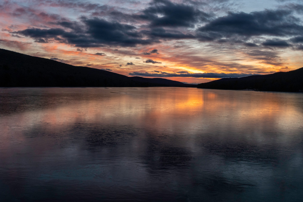 Iced Mauch Chunk Lake At Sunset Photography Art | Photography by Desha