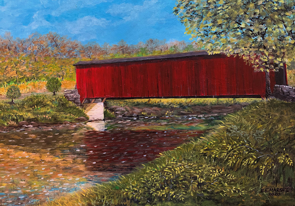 Red Covered Bridge Art | Skip Marsh Art