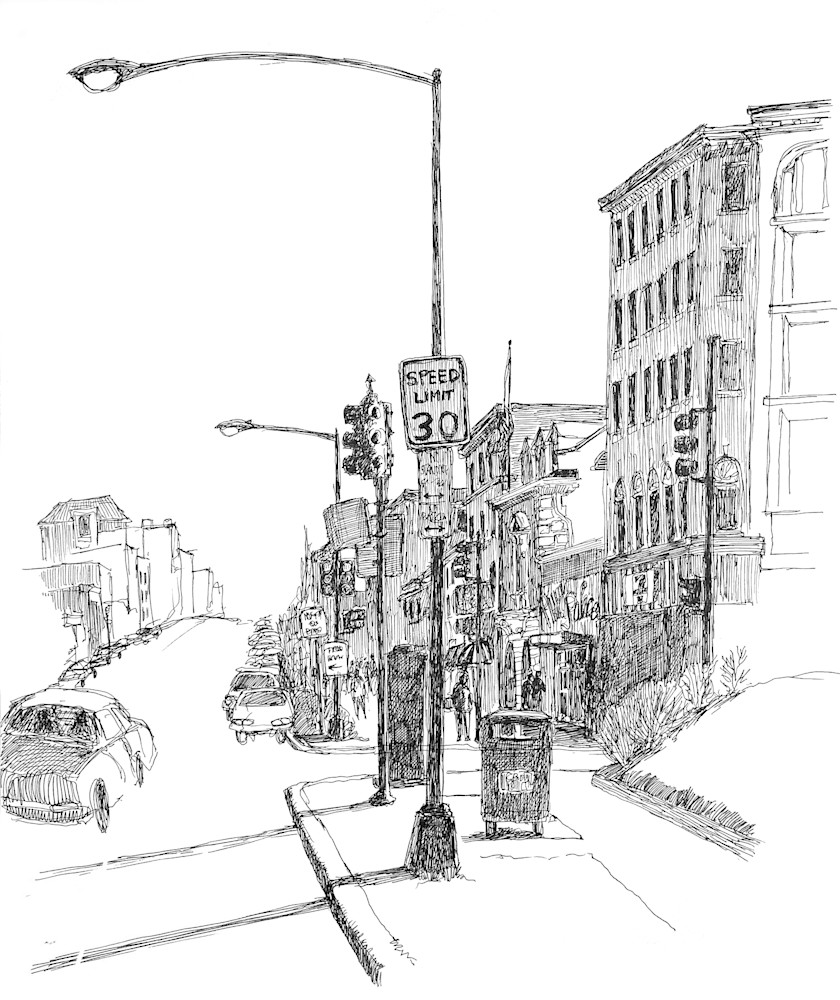 Connecticut Avenue, Washington Dc (Pen And Ink) Art | Valerie Larson Art & Design