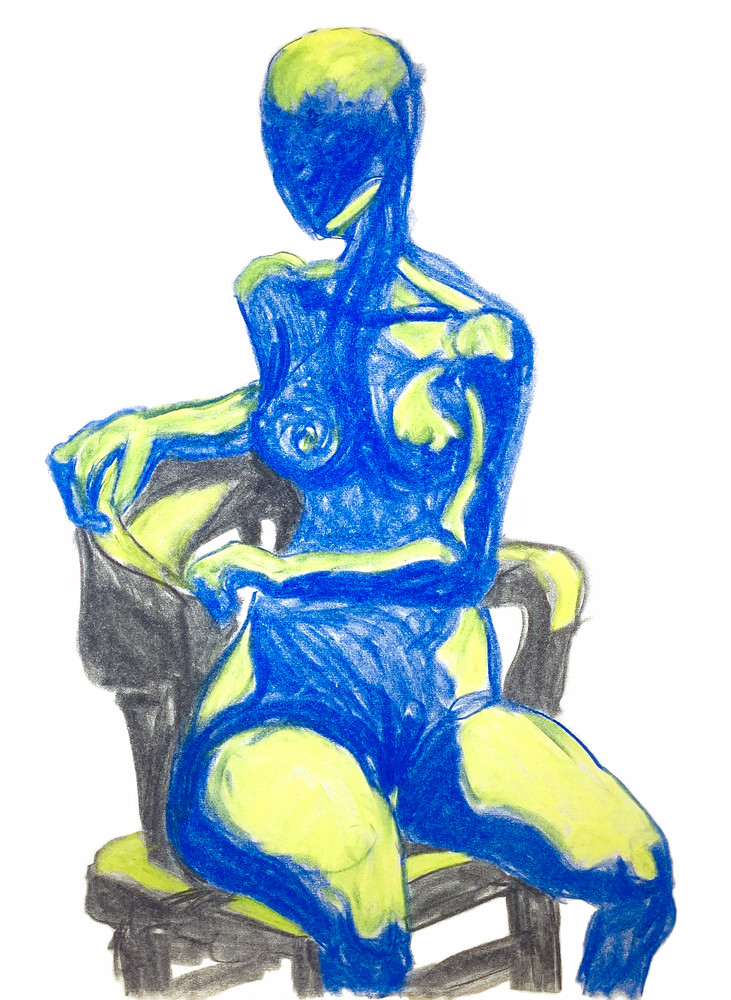 Seated Female, Turning (Pastel) Art | Valerie Larson Art & Design