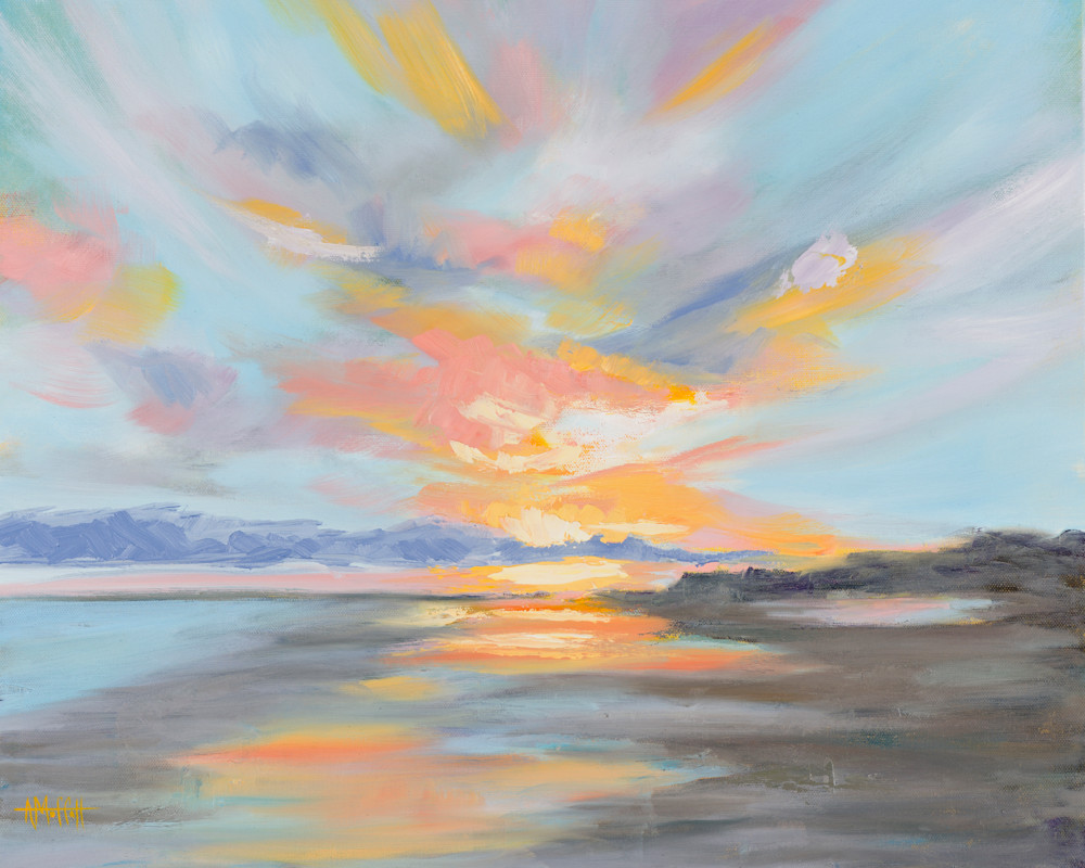 Giclee Print Pastel Clouds at Folly Beach - Landscape by April Moffatt