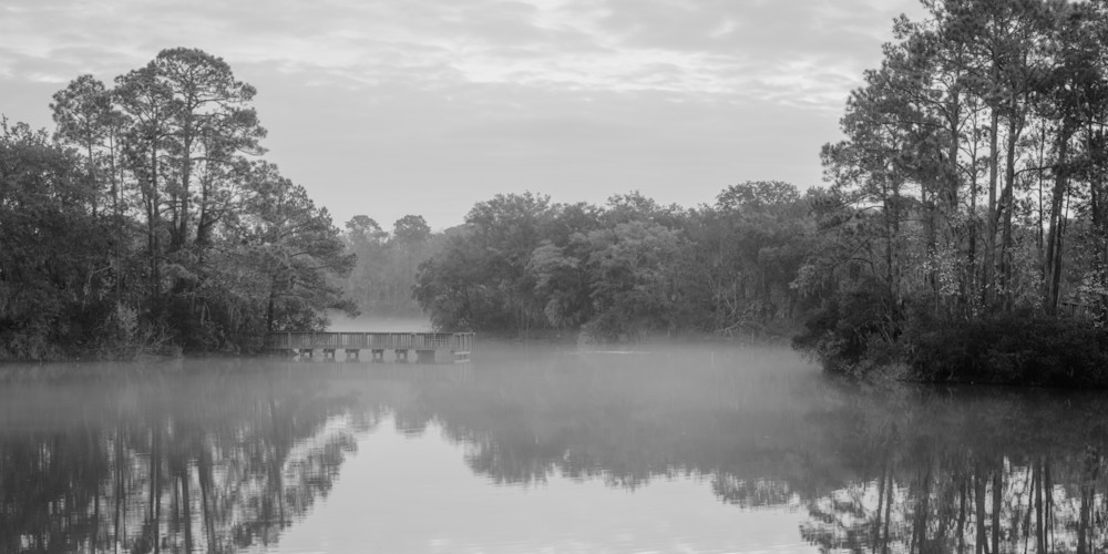 Lake Mary Foggy Morning in Black & White