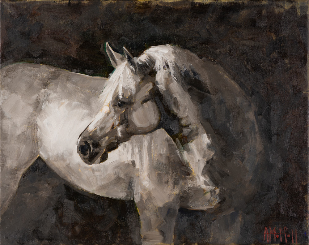 Raphael Horse Portrait in Oil Paint by contemporary impressionist April Moffatt. 