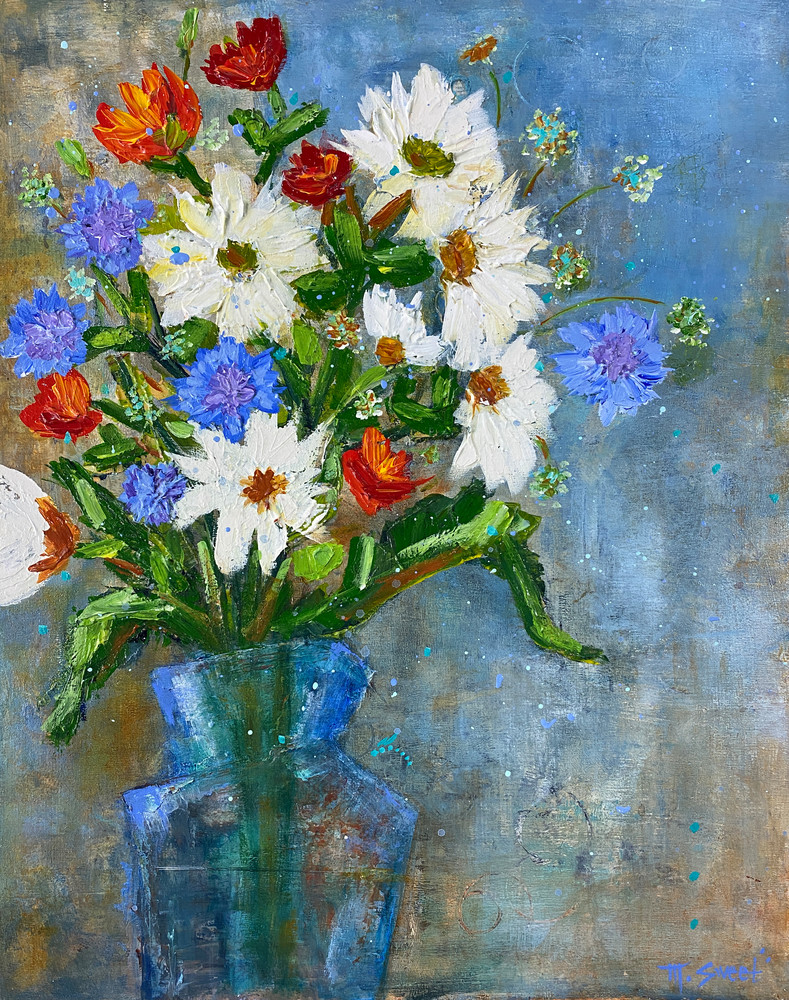 White And Blue Flowers (Print) Art | Marissa Sweet