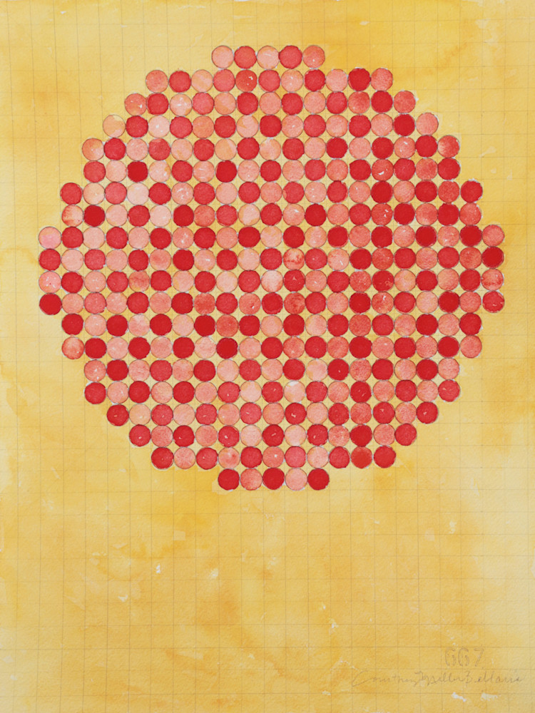 Circle Circle, Red Grid Art | Courtney Miller Bellairs Artist