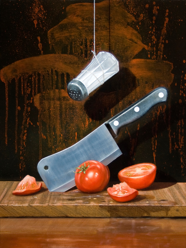 A Salt with a Deadly Weapon | humor | knife & tomatoes | killer art 