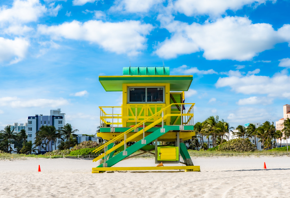  Lifeguard Tower, Green And Yellow Photography Art | Cid Roberts Photography LLC