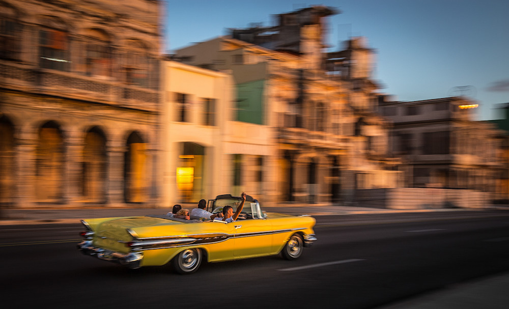 Yellow Car On Malecon Photography Art | Wendy Humble Photography