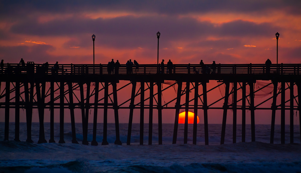 Dramatic Sunset Silhouettes Pier