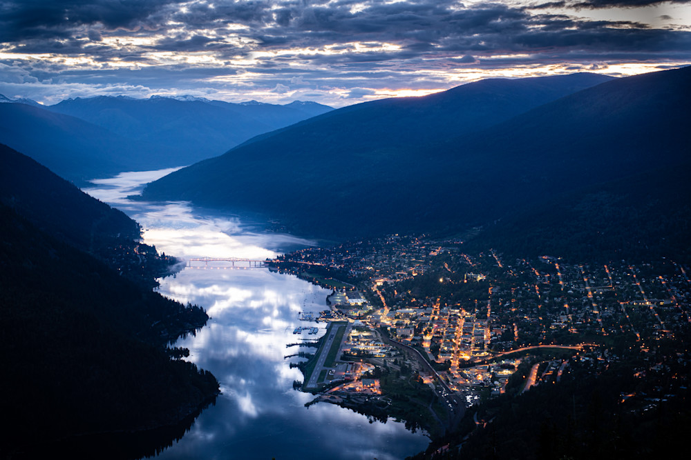 Dawn solstice sunrise over Nelson BC