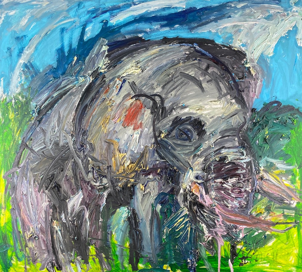 Elephant With Pink Tusk Art | Chris Kappmeier Studio