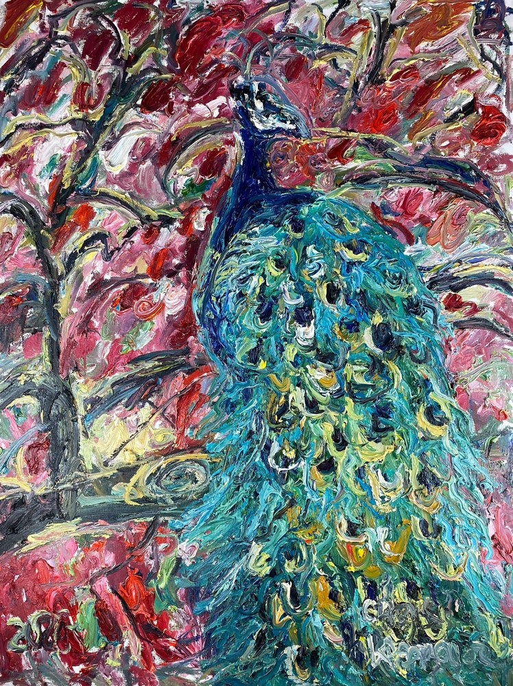 Peacock Cherry Blossom Art | Chris Kappmeier Studio