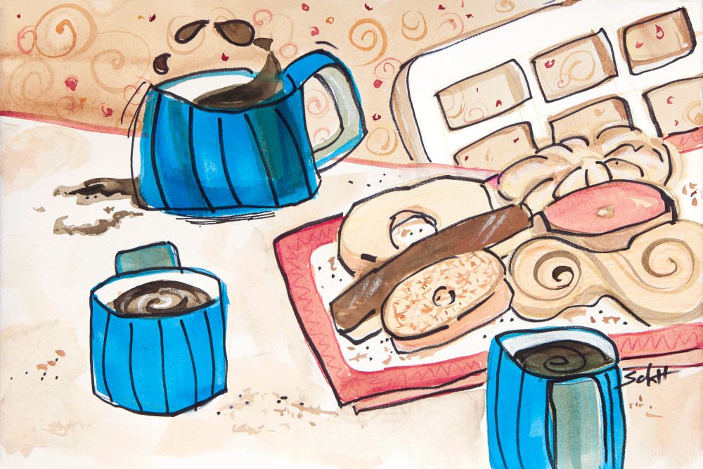 Coffee With Friends Art | Elaine Schaefer Hudson Art