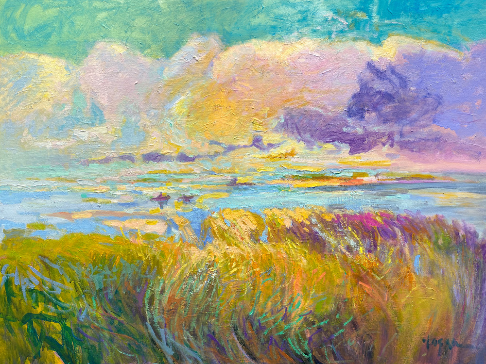 Large Marsh Painting with Kayaks, Canvas Art by Dorothy Fagan