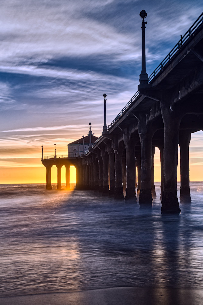 Manhattan Beach Pier   Sunset Ray Photography Art | zoeimagery