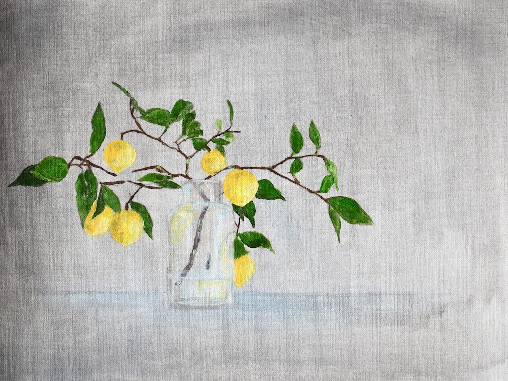 Giclee Art Print -Lemon Branches in a Vase I - by April Moffatt