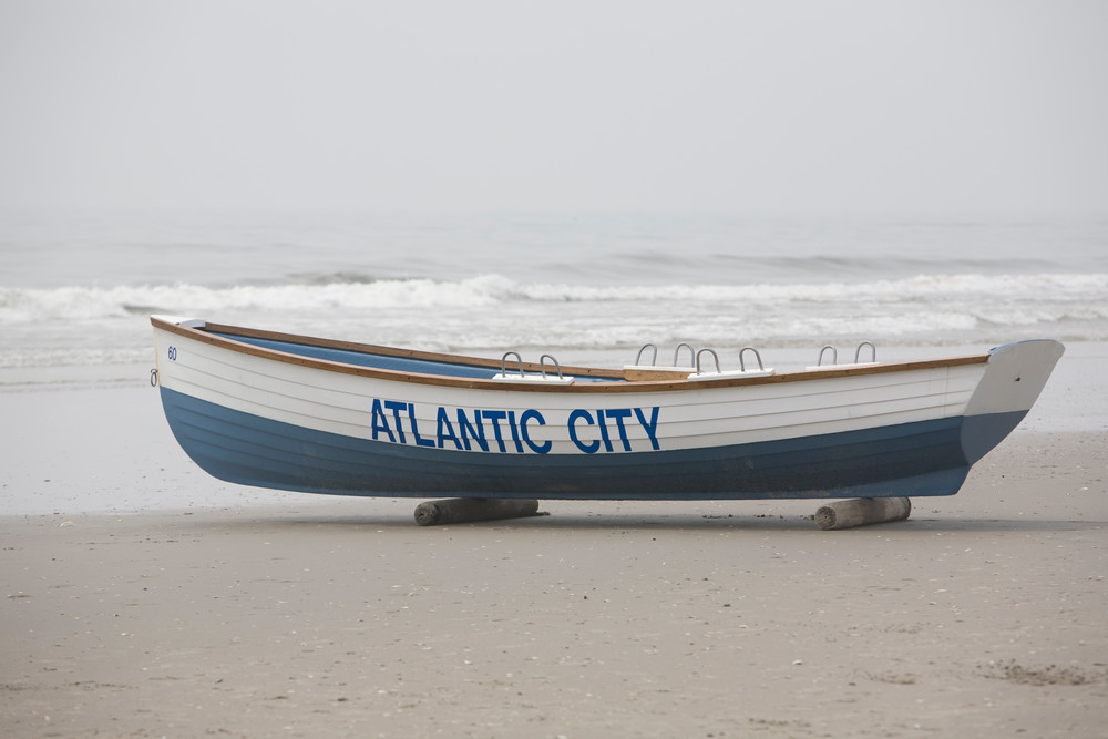 Blue And White Ac Boat Photography Art | Lifeguard Art®