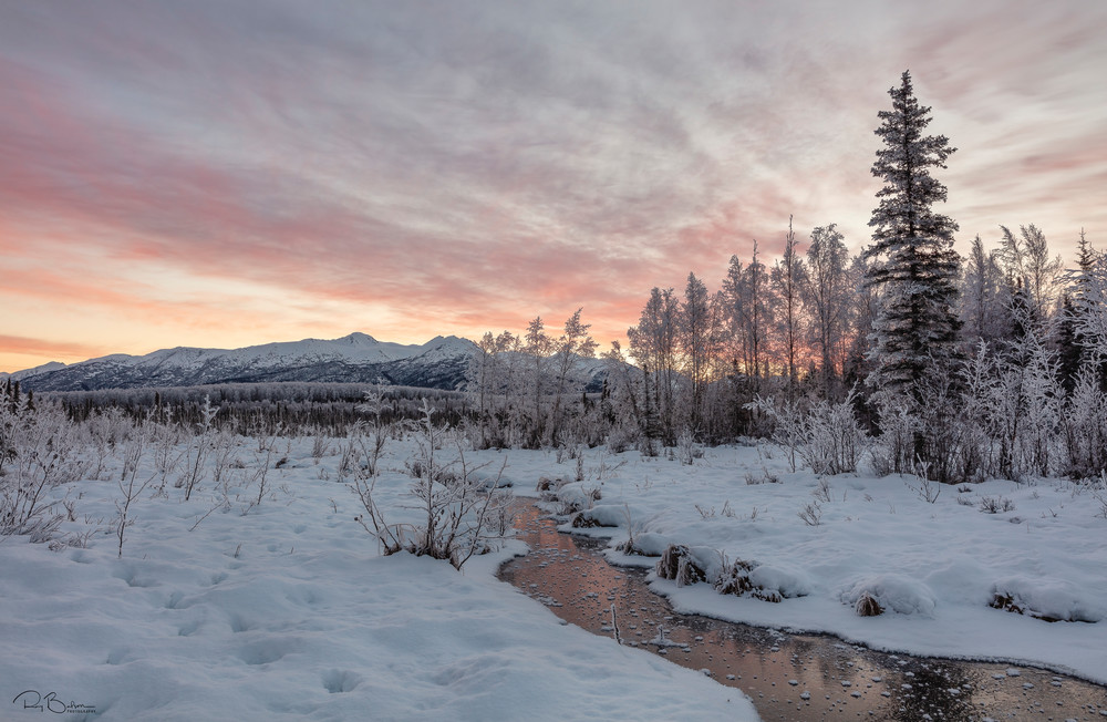 Alpenglow sunrise in Alaska