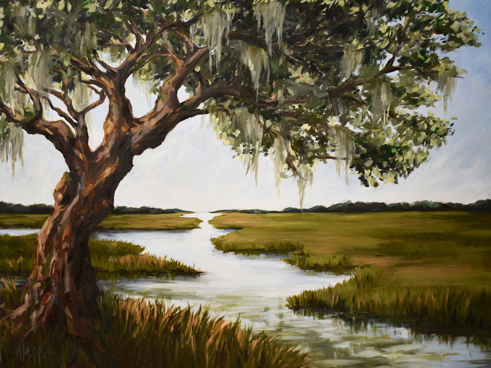 Giclee Art print- Oak Tree over the Coastal Marsh
