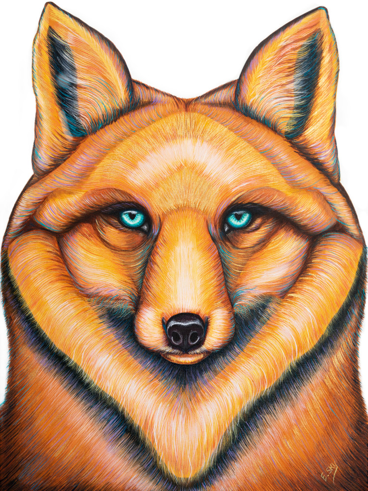 Fox Spirit Animal Print on Canvas and Paper