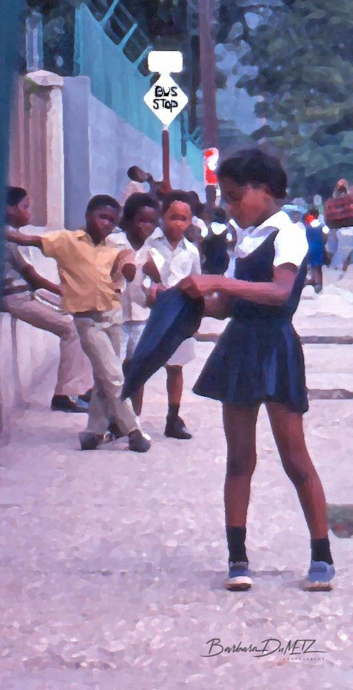 Boys Looking At Girl (Kingston, Jamaica) Photography Art | Barbara DuMetz