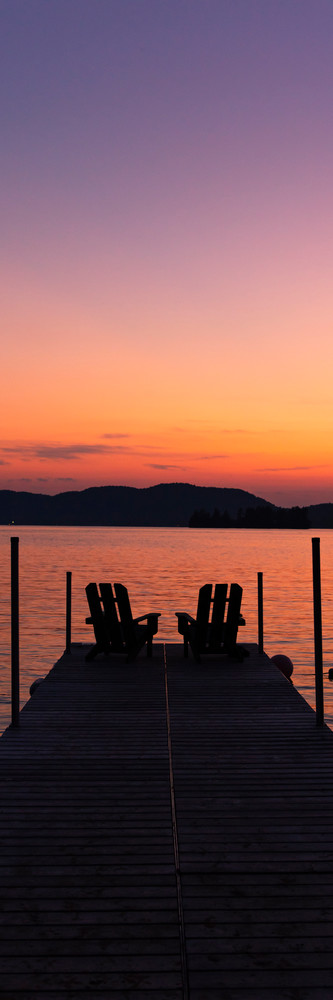4th Lake Sunset Beach Adk Chairs Panoramic Photography Art | Kurt Gardner Photography Gallery