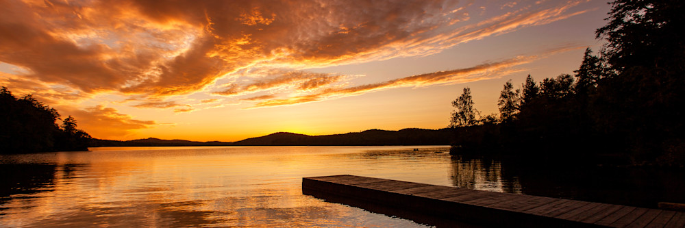 7th Lake Boat Launch Sunset Panoramic Photography Art | Kurt Gardner Photography Gallery